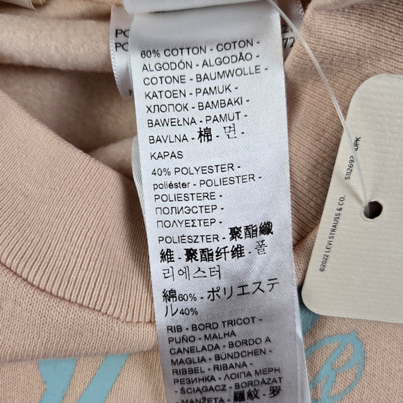 Levi's Peach Pink Graphic Logo Cropped Crewneck Pullover Sweatshirt Size Medium - Picture 8 of 9